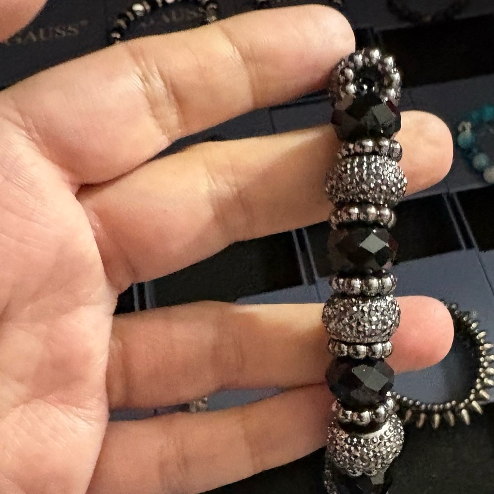 Elegant Black and Silver Beaded Bracelet